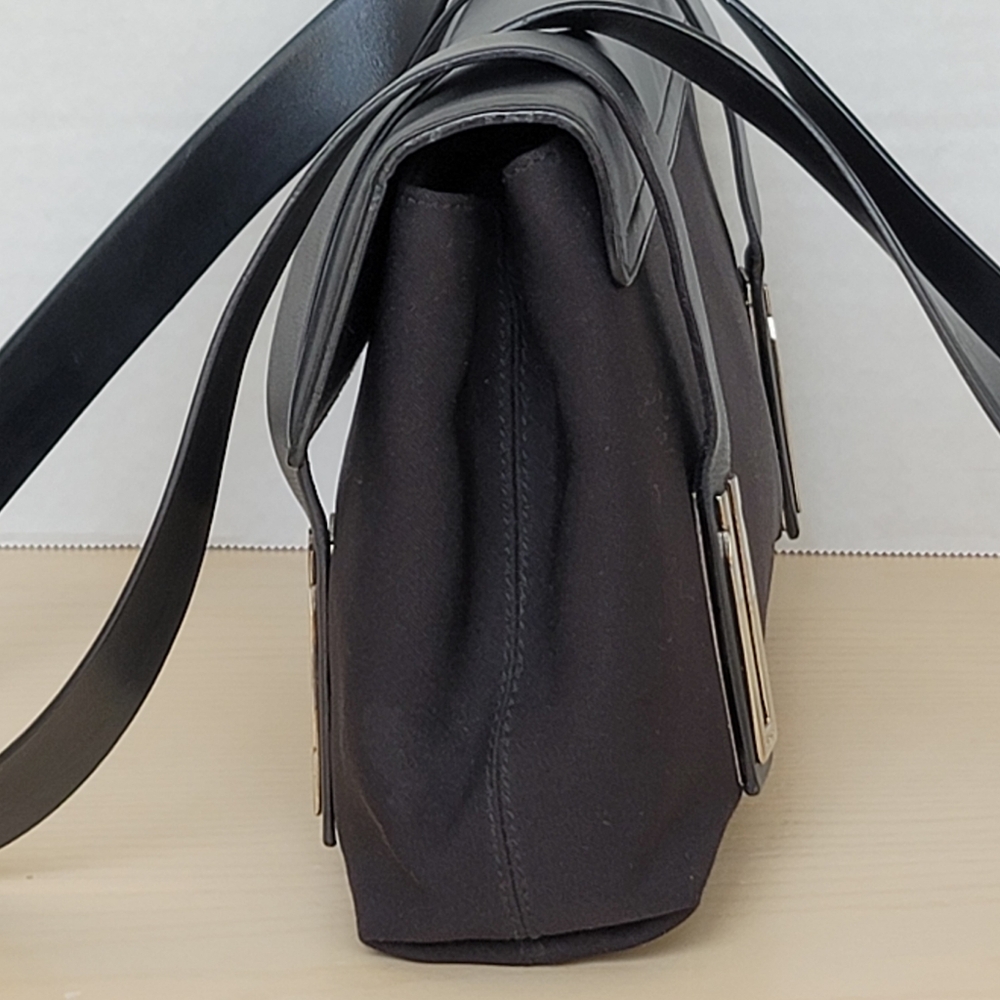 Salvatore Ferragamo Vintage Black Nylon Y2K 90s Double Handle Shoulder Bag Purse - Picture 5 of 17
